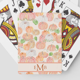 Autumn pumpkin custom monogram fall playing cards