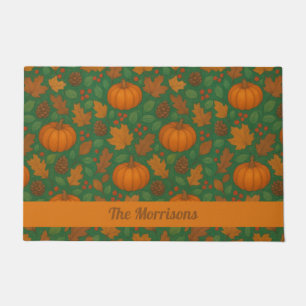 Autumn Pumpkin Custom Name Doormat