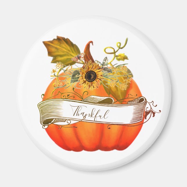 Autumn pumpkin customizeable  magnet (Front)