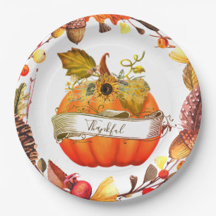 Autumn pumpkin customizeable  paper plate