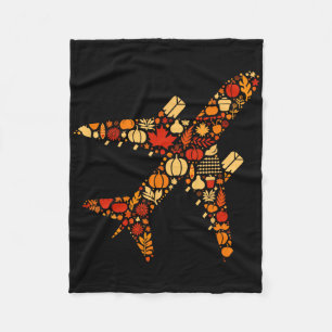 Autumn Pumpkin Fall Airplane Thanksgiving Womens M Fleece Blanket