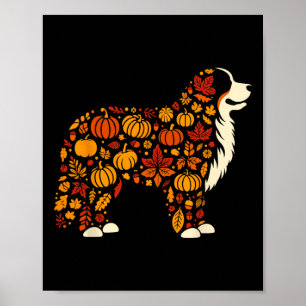 Autumn Pumpkin Fall Bernese Mountain Dog Thanksgiv Poster