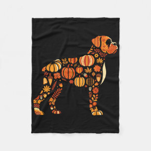 Autumn Pumpkin Fall Boxer Dog Thanksgiving Womens Fleece Blanket