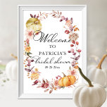 Autumn Pumpkin Fall Bridal Shower Welcome Sign<br><div class="desc">Lovely autumn leaves,  fall pumpkin welcome sign for fall-themed bridal shower. Easy to personalize with your details. Please get in touch with me via chat if you have questions about the artwork or need customization. PLEASE NOTE: For assistance on orders,  shipping,  product information,  etc.,  contact Zazzle Customer Care directly.</div>