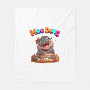 Autumn Pumpkin Fall Foliage Festival! MOO DENG Bab Fleece Blanket