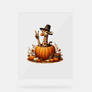 Autumn Pumpkin Fall Giraffe Thanksgiving Womens Me Acrylic Sign