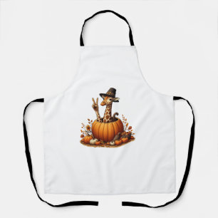 Autumn Pumpkin Fall Giraffe Thanksgiving Womens Me Apron