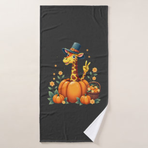 Autumn Pumpkin Fall Giraffe Thanksgiving Womens Me Bath Towel