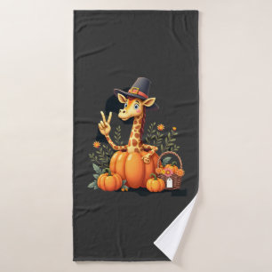 Autumn Pumpkin Fall Giraffe Thanksgiving Womens Me Bath Towel