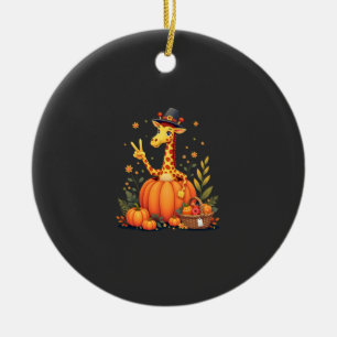 Autumn Pumpkin Fall Giraffe Thanksgiving Womens Me Ceramic Ornament