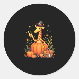 Autumn Pumpkin Fall Giraffe Thanksgiving Womens Me Classic Round Sticker