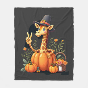 Autumn Pumpkin Fall Giraffe Thanksgiving Womens Me Fleece Blanket