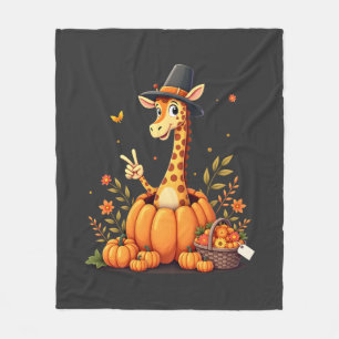 Autumn Pumpkin Fall Giraffe Thanksgiving Womens Me Fleece Blanket