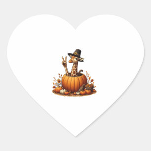 Autumn Pumpkin Fall Giraffe Thanksgiving Womens Me Heart Sticker