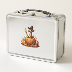 Autumn Pumpkin Fall Giraffe Thanksgiving Womens Me Metal Lunch Box