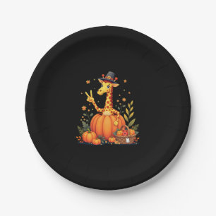 Autumn Pumpkin Fall Giraffe Thanksgiving Womens Me Paper Plate