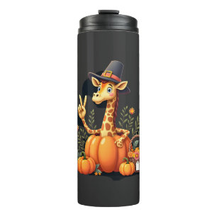 Autumn Pumpkin Fall Giraffe Thanksgiving Womens Me Thermal Tumbler