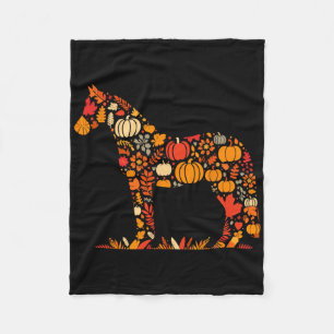 Autumn Pumpkin Fall Horse Thanksgiving Womens Mens Fleece Blanket