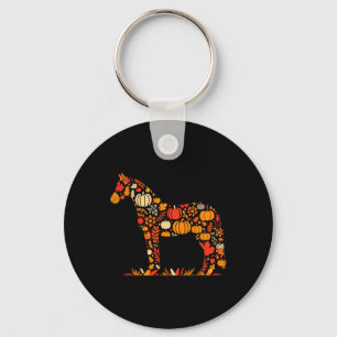Autumn Pumpkin Fall Horse Thanksgiving Womens Mens Keychain