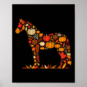 Autumn Pumpkin Fall Horse Thanksgiving Womens Mens Poster