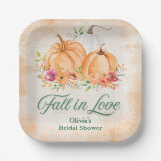 Autumn Pumpkin Fall in Love Bridal Shower  Paper Plate
