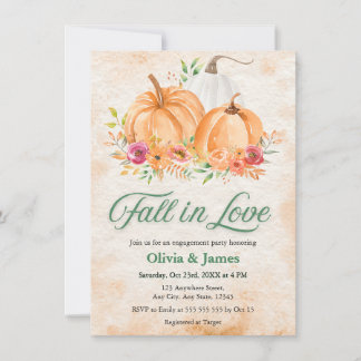 Autumn Pumpkin Fall in Love Engagement Party Invitation