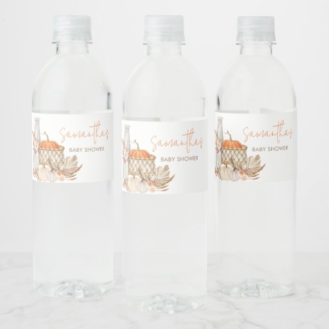 Autumn Pumpkin Fall in Love  Water Bottle Label (Bottles)