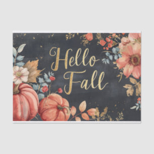 Autumn Pumpkin Fall Leaves Rustic Decoupage Tissue Paper