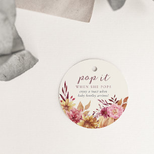 Autumn Pumpkin & Fall Wildflowers Baby Shower Favour Tags