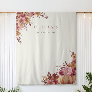 Autumn Pumpkin & Fall Wildflowers Event Backdrop Tapestry