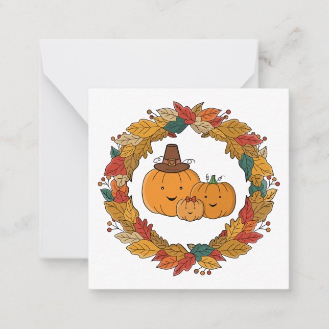 Autumn Pumpkin Family Wreath Card (Front)