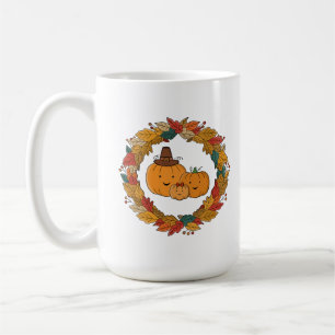 Autumn Pumpkin Family Wreath Coffee Mug