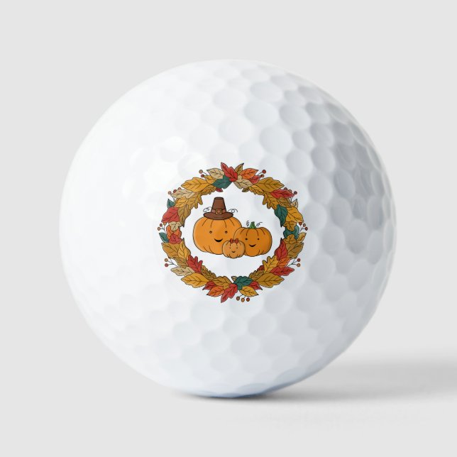 Autumn Pumpkin Family Wreath Golf Balls (Front)