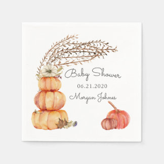autumn pumpkin floral baby shower monogram napkins