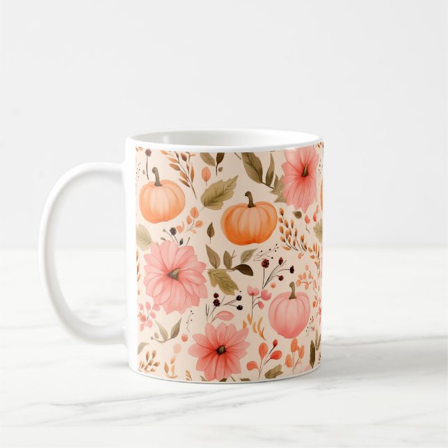 Autumn Pumpkin Floral Mug (Left)
