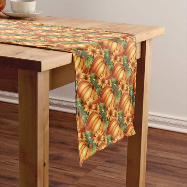 Autumn Pumpkin Floral Thanksgiving Table Runner (In Situ)