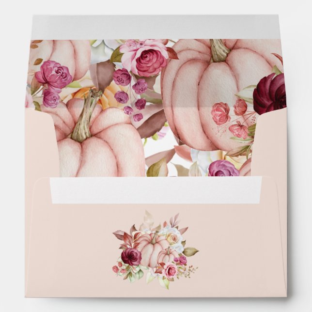 Autumn Pumpkin Floral Wedding Envelope (Back (Bottom))