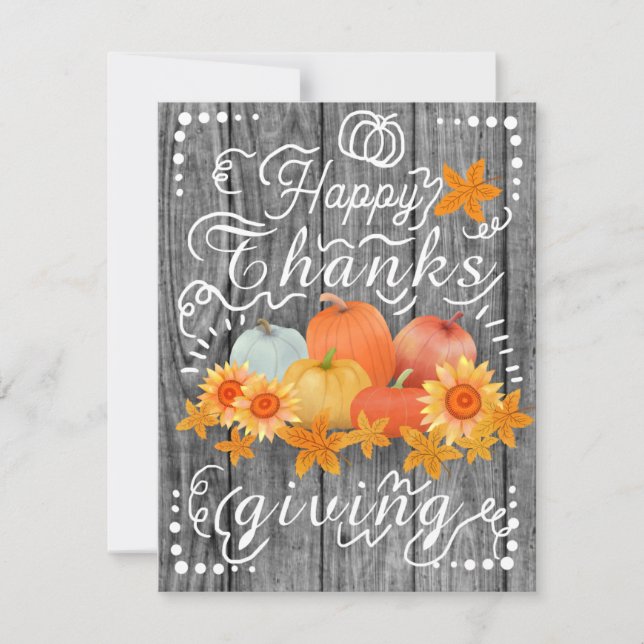 Autumn Pumpkin Grey Pine Holiday Card (Front)