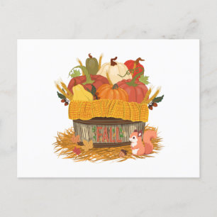 Autumn Pumpkin Harvest Basket  Postcard
