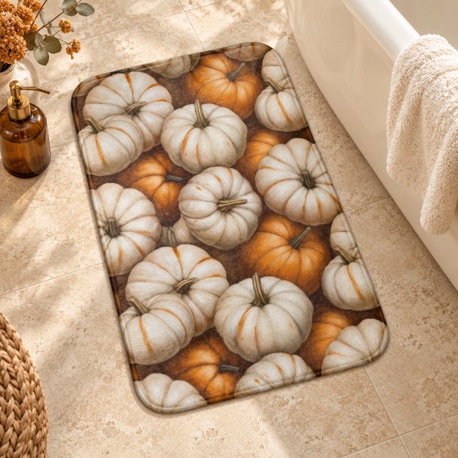 Autumn Pumpkin Harvest Halloween Thanksgiving Bath Mat (Creator Uploaded)