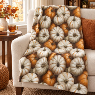 Autumn Pumpkin Harvest Halloween Thanksgiving Sherpa Blanket
