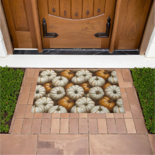 Autumn Pumpkin Harvest Pattern   Rustic Fall  Doormat