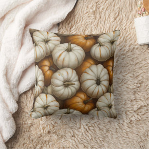 Autumn Pumpkin Harvest Pattern   Rustic Fall  Throw Pillow