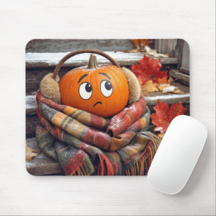 Autumn Pumpkin in a Cozy Scarf Mouse Pad