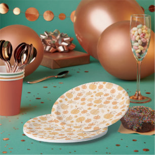 Autumn Pumpkin & Leaf Pattern Baby Shower Paper Plate