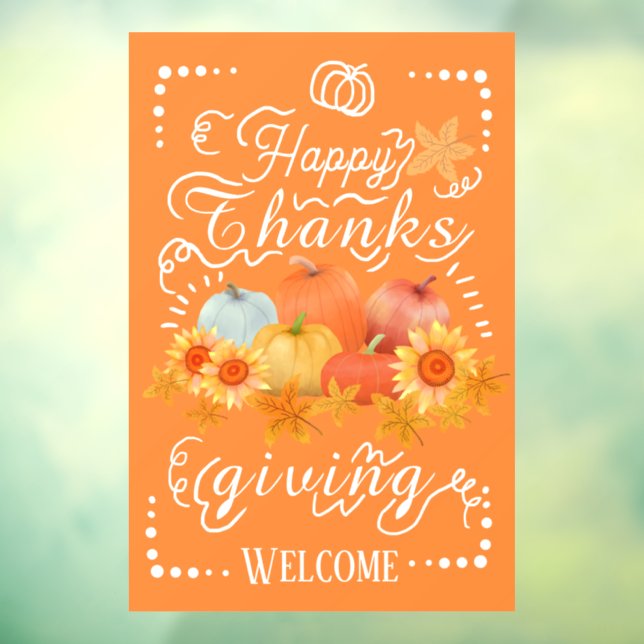 Autumn Pumpkin  Orange Window Cling (Sheet 3)