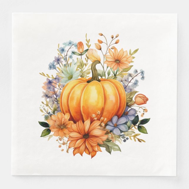 Autumn Pumpkin Paper Napkins  (Front)