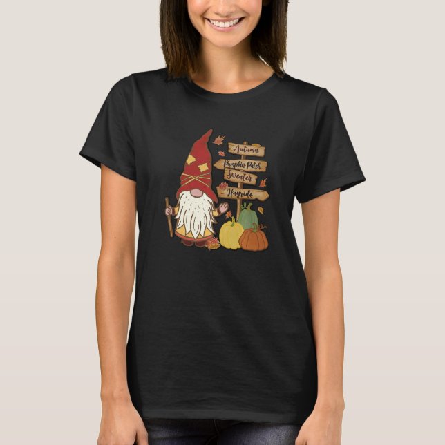 Autumn Pumpkin Patch Gnome Fall Family Pajama Than T-Shirt (Front)