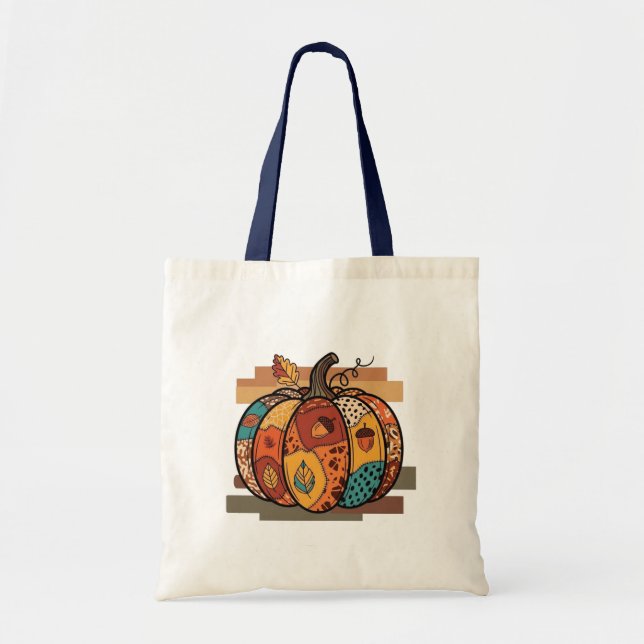  Autumn pumpkin patchwork tote bag (Front)