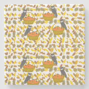 Autumn Pumpkin Pattern Absorbent Stone Coaster Set